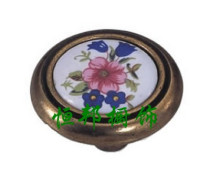 (Hengbang) Ceramic Handle Furniture Cabinet Handle Single Hole Blue Flower Handle