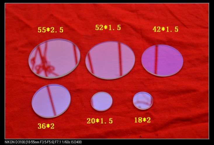 Upscale coated flashlight lenses 18 * 2mm double-sided coated light transmission with more than 99%