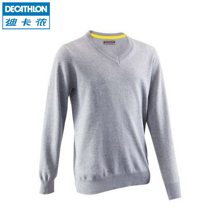 迪卡侬 青少年针织衫 秋冬V领英伦风套头衫轻便保暖舒适 INESIS
