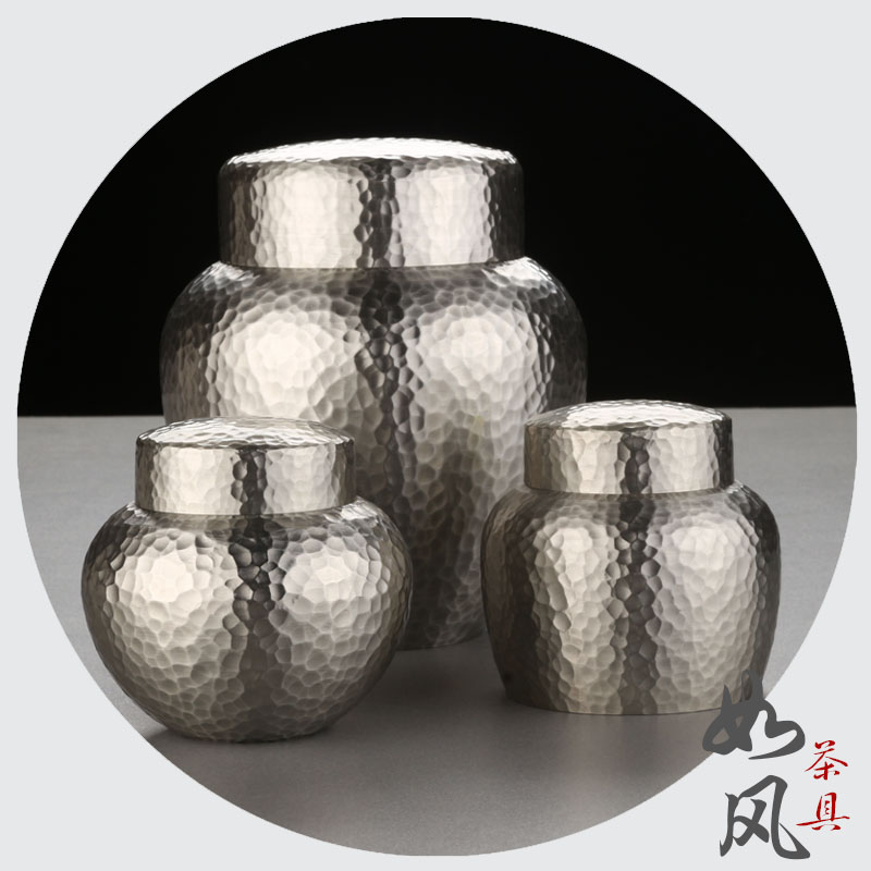 Tin Can Tea Leaf Jars Pure Tin Seal Tank Hammer Veins Metal Storage Tea Pot Malaysia Travel Tea Set Large Medium Size