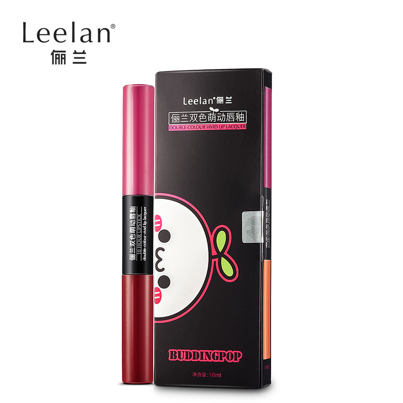 Leelan/俪兰双色萌动唇釉哑光口红持久保湿不脱色 滋润打造咬唇妆