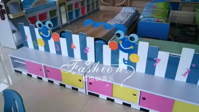 Kindergarten early education institutions cartoon shape shoe cabinet children's wooden double-layer shoe cabinet luxury shoe change storage stool chair