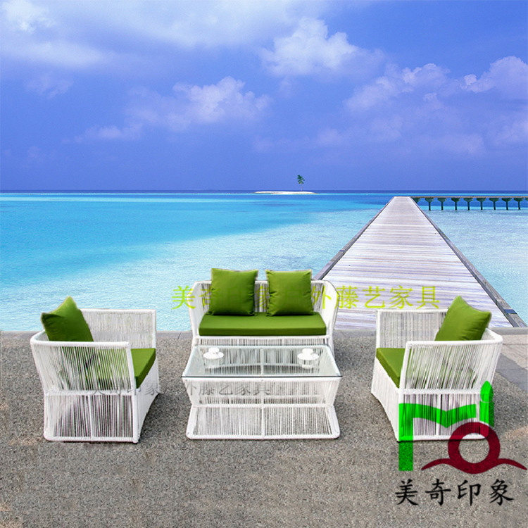 Outdoor furniture simple fashion balcony rattan table and chair rattan chair three-piece set five-piece combination bar imitation rattan table and chair