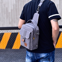 Retro chest Bag Mens bag canvas bag Korean leisure sports shoulder backpack multifunctional mens bag shoulder bag tide