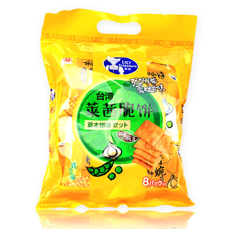 【天猫超市】台湾进口莱茜脆饼蒜香豌豆味饼干200g/包休闲零食