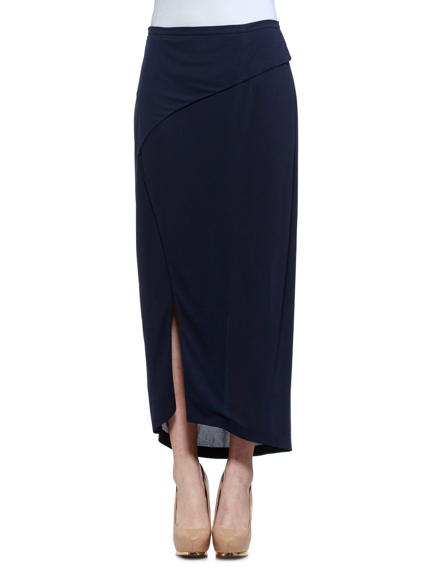 THEOPHILE 深蓝色不规则半开长裙