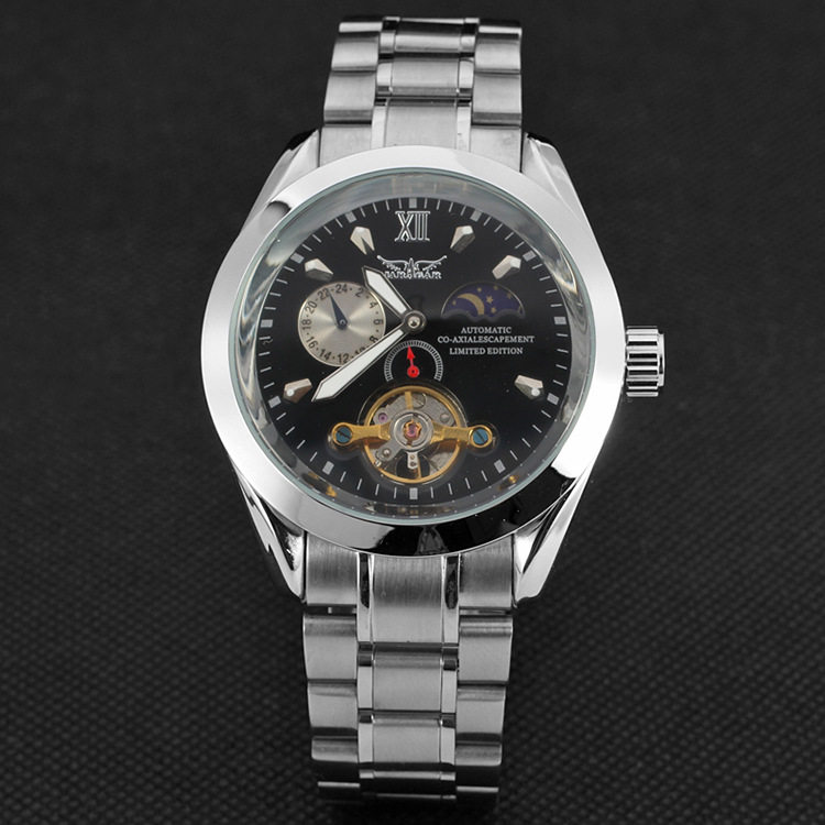 Jaragar Roman Scale Mechanical Watch Fashion Hollow Mechanical Steel Moon Phase Men's Watch Sale 238