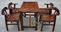 Carbonized chống ăn mòn ngoài trời rắn gỗ đồ nội thất ban công sân vườn giải trí bàn ghế nhà hàng bàn ghế nhà hàng lớn gian hàng bàn ghế bàn ghế sắt ngoài trời