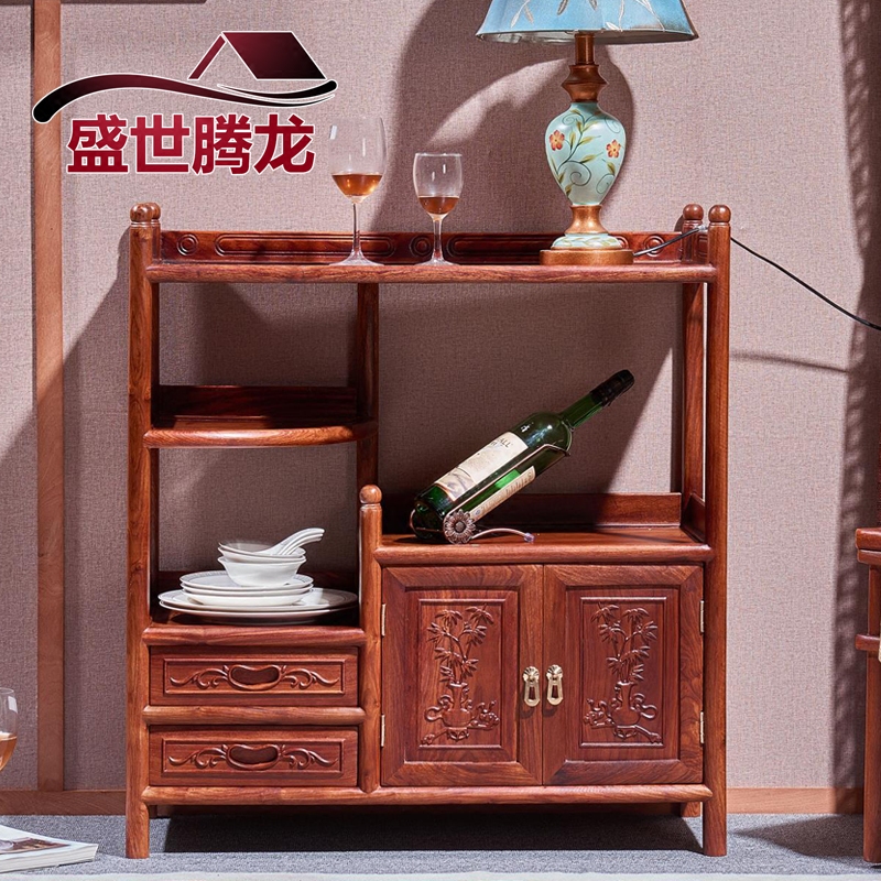 Mahogany dining cabinet hedgehog red sandalwood storage cabinet living room porch cabinet rosewood small wine cabinet solid wood Chinese tea cabinet