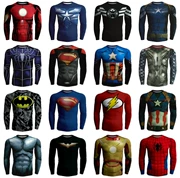 Marvel Avengers Captain America Steel Batman Superman Tights Thể thao nam Áo thun thể thao dài tay