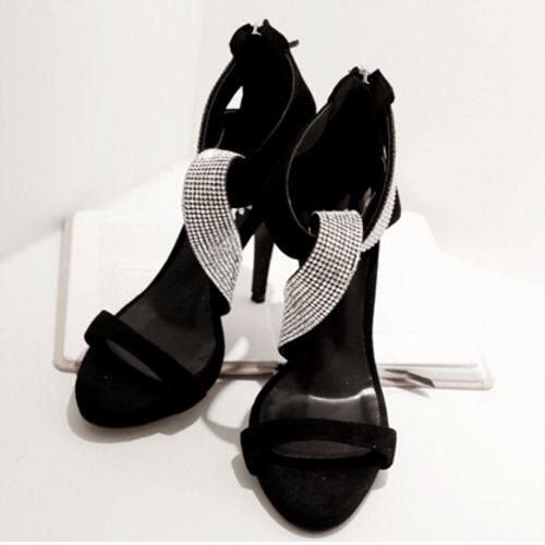 HChen South Korea's high-end handmade custom affixed diamond light luxury feminine romantic curve high-heeled sandals