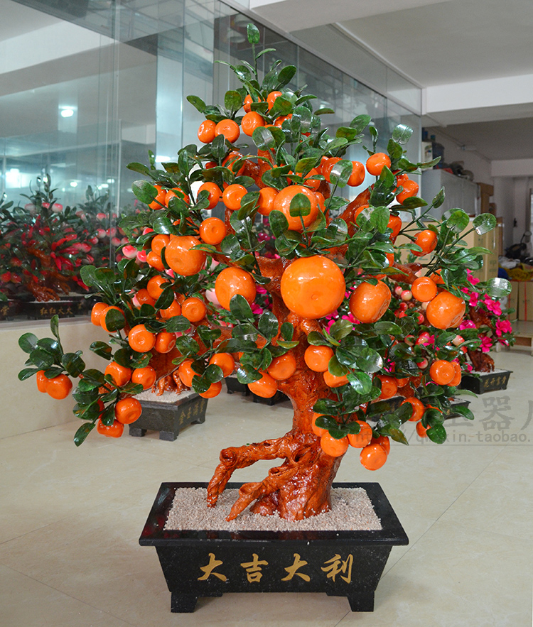 Jade bonsai 68 orange tree Jade potted living room office hotel ornaments Home accessories can be customized