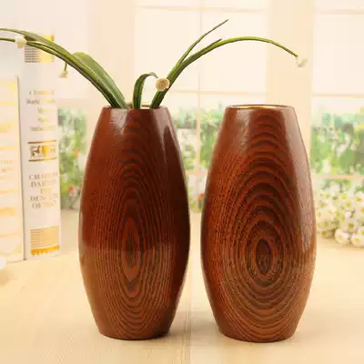 Jujube Wood vase solid wood Flower vintage vase whole wooden vase ornaments countertop ornaments vase vase