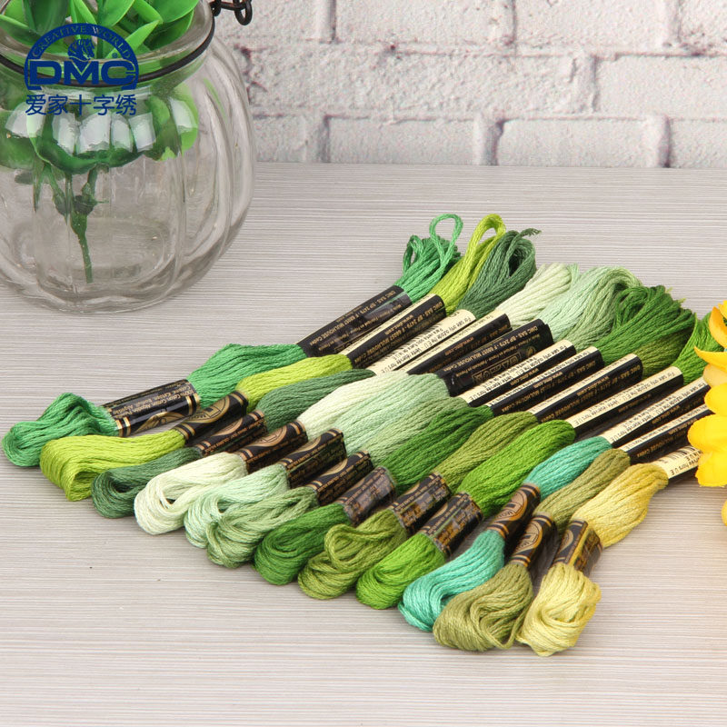 French DMC cross stitch embroidery thread common color Aoki and son Japanese European embroidery green 12 colors 1 per color