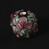 Foyuan Pavilion outside carved old glass beads meat pink small flowers colored glaze scattered beads old beads hand string with beads DIY