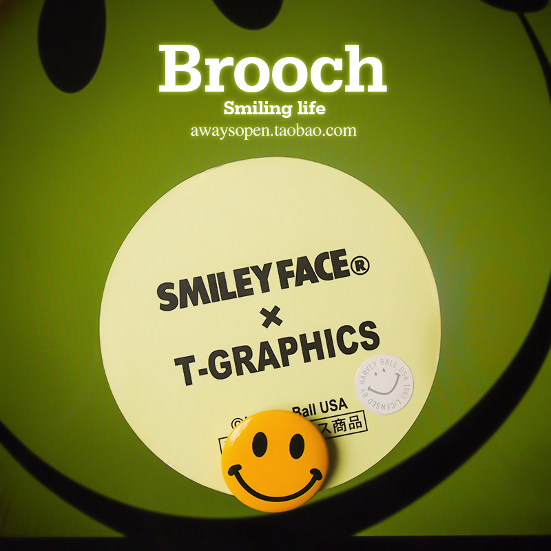 Imported smiley brooch badge