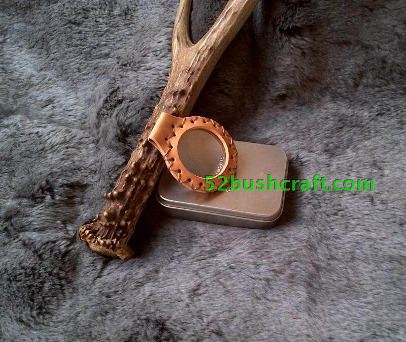 52bushcraft outdoor convex lens fire tool first layer cowhide vegetable tanned leather hand-stitched