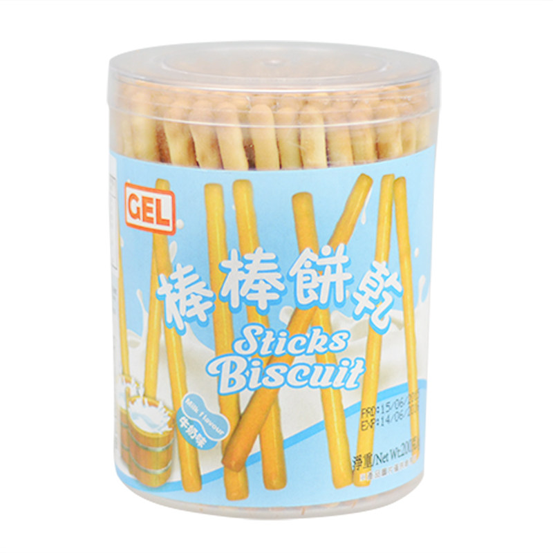 【天猫超市】香港进口GEL-牛奶味棒棒饼干200g/罐 零食小点心$