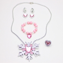 Childrens Necklace Set Princess Sophia Snow Pendant Bracelet Earrings Ring Girl Hanging Neck Jewelry