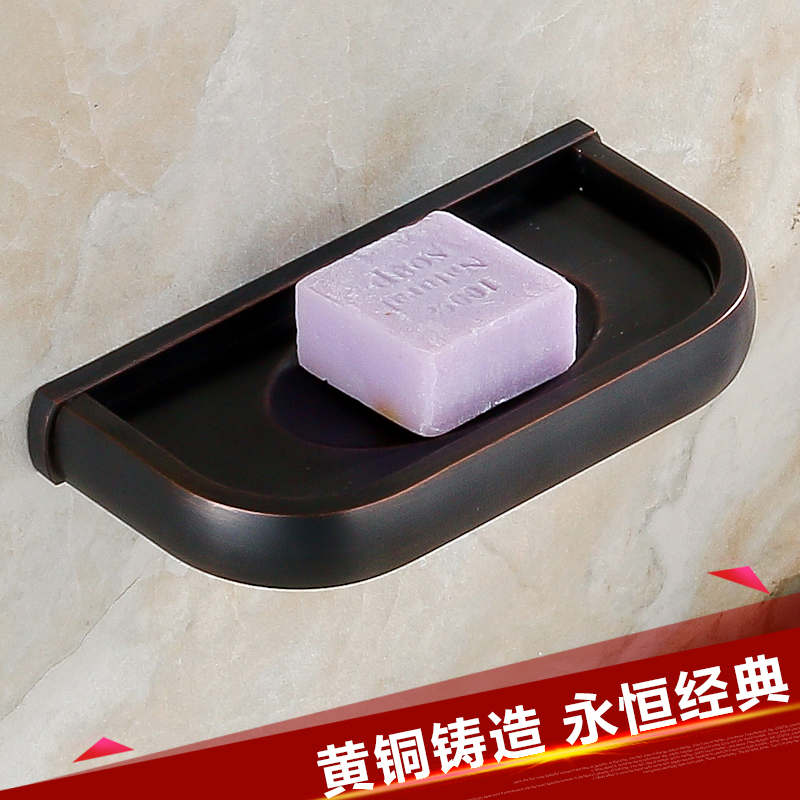 All copper black bronze creative plate Wall-mounted European retro incense shelf fat box Pure copper bathroom hardware