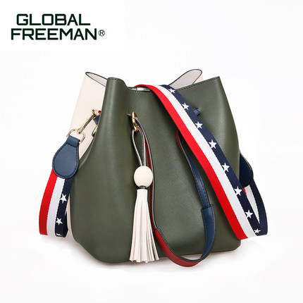 包包2017新款时尚水桶包女韩版女包简约百搭大容量单肩斜挎包大包