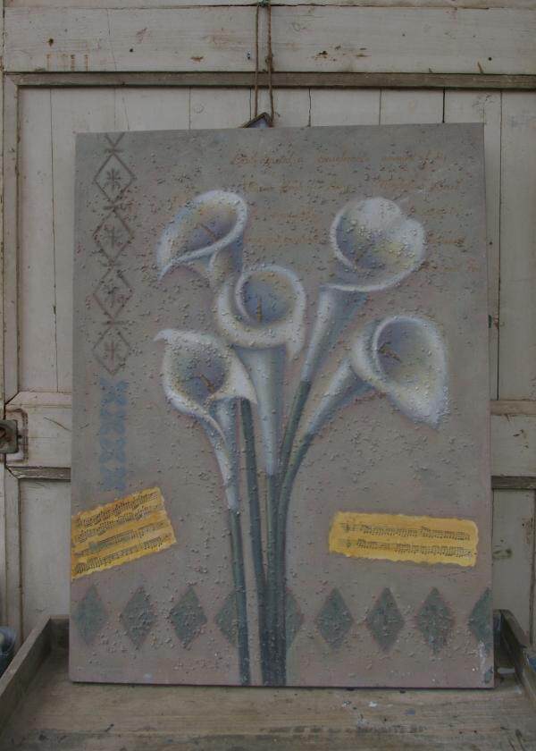 Defective hand-painted oil painting European-style murals wall decoration display props plain calla lily scrap processing random distribution