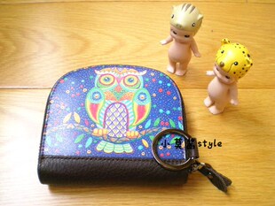 Small retro leather wallet, card holder, Korean style, hand painting