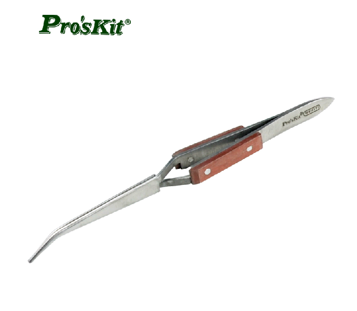 Taiwan Baoworkers 1PK-117T wooden handle stainless steel bending tip rebound tweezers reverse tweezers (164mm) 