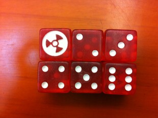 19MM nuclear radiation mark nuclear danger wrote wheel eye transparent red LOGO nuclear sign 19 fan dice