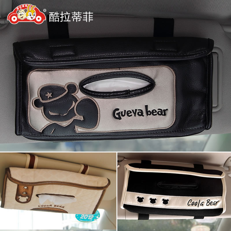 酷拉蒂菲汽车遮阳板挂式纸巾盒套车载抽纸盒卡通装饰品韩国创意熊