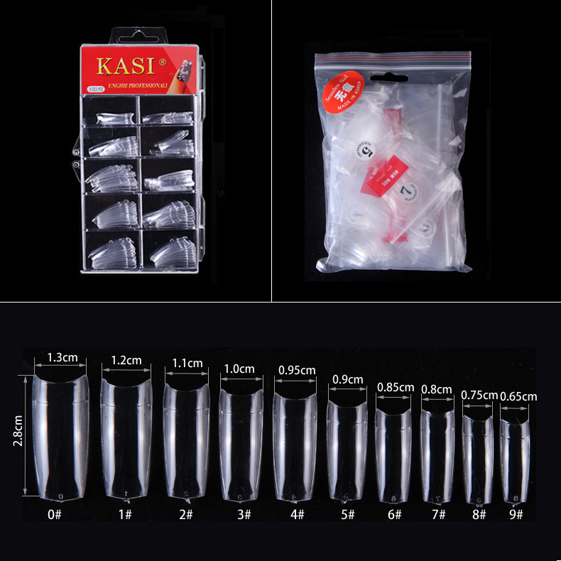 KaSi美甲无痕透明法式假指甲甲片光疗甲油胶贴片工具100/500片