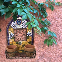 Mediterranean wall-mounted Aloe Vera outdoor courtyard ceramic mosaic hanging on the wall special flower pot for rain Dew