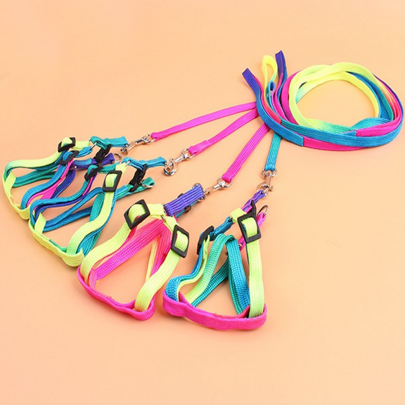 Colorful rope chest and back pet supplies chest hold baby bag dog traction rope with chain rainbow baby bag color 1 0*120CM