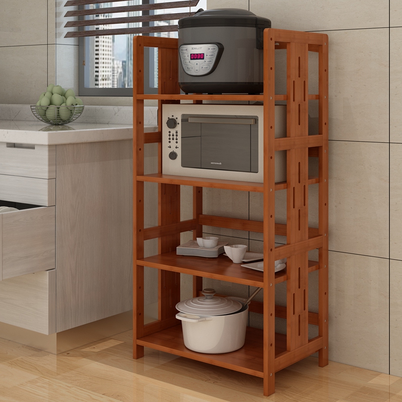 Wide Kitchen Storage Rack, Oven Rack, Floor-Standing Multi-Layer Bamboo Household Storage Rack, Rice Cooker Rack, Four-Layer Microwave Cabinet Wide Kitchen Storage Rack, Oven Rack, Floor-Standing Multi-Layer Bamboo Household Storage Rack, Rice Cooker Rack, Four-Layer Microwave Cabinet