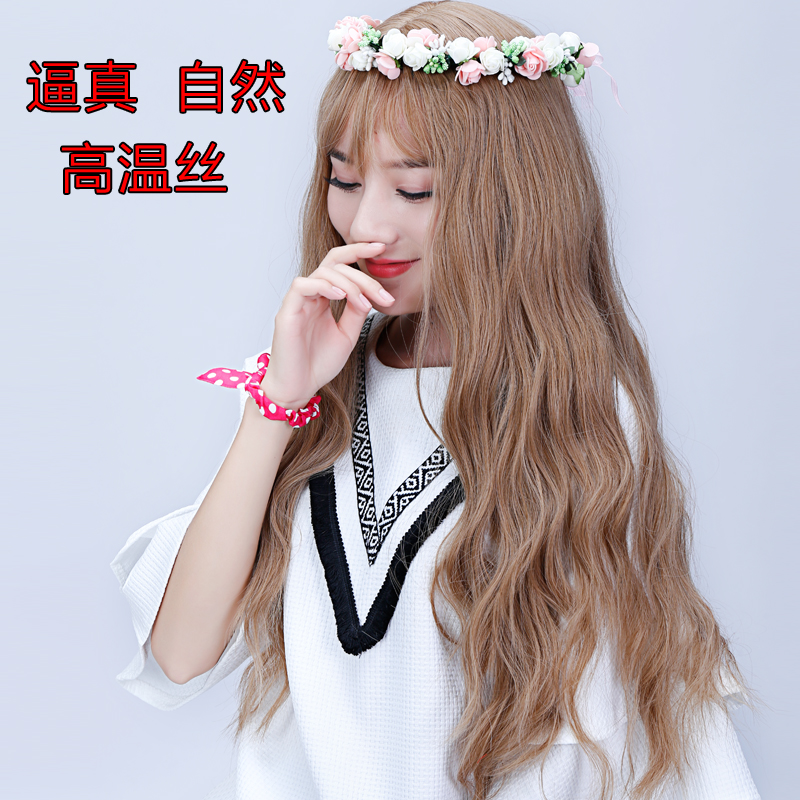 假发女长卷发韩国空气刘海大波浪长发挑染奶奶灰自然逼真假发头套