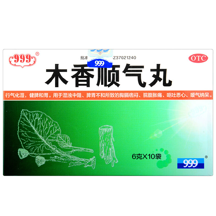 999 木香顺气丸 6g*10袋/盒行气化湿，健脾和胃。脘腹胀痛，恶心