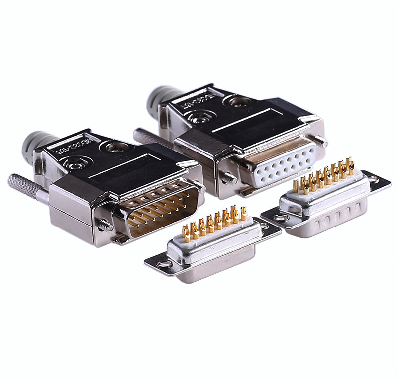 Welding type DB15-pin male and female welding plug 2 two rows of 15-pin female head male gold-plated head metal shell