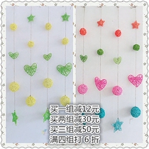 Kindergarten childrens room shopping mall decoration aerial hanging ornaments colorful rattan ball creative girl cute hanging decoration F
