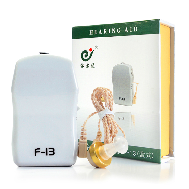 宝尔通 盒式助听器 F-13老年助听耳机耳背耳聋有线老人耳机助听器