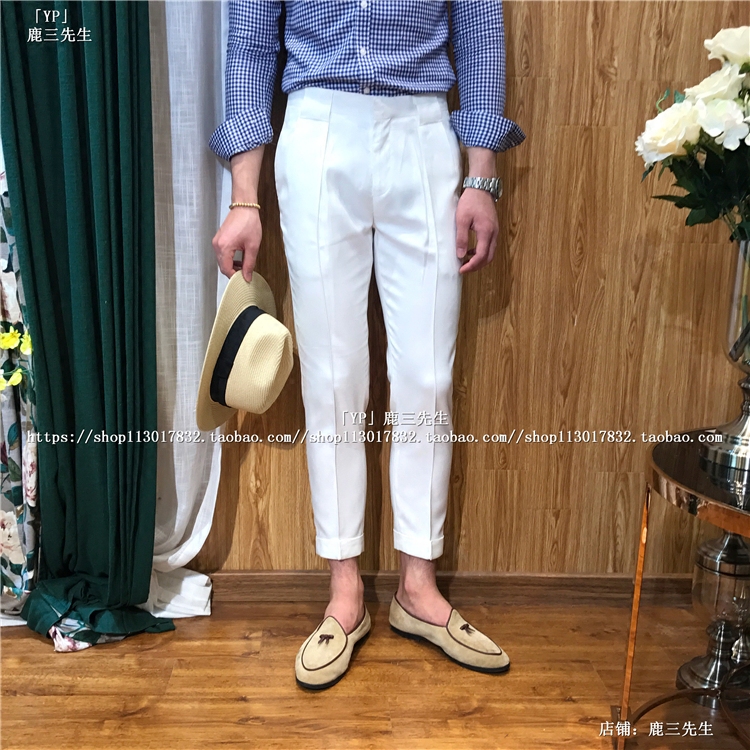 英伦修身商务男士西裤韩版休闲九分裤青年西装裤日系百搭夏装裤子