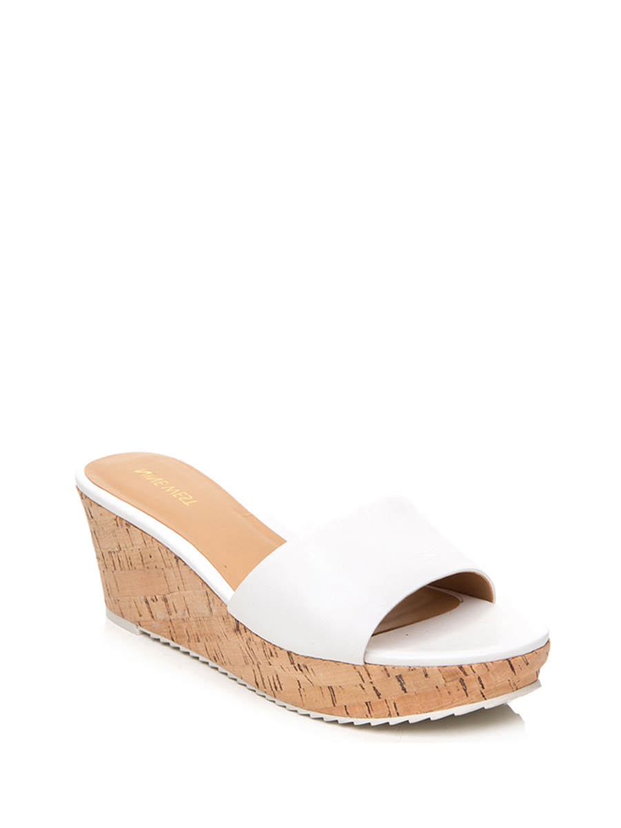 Nine West/玖熙 白色简约坡跟凉拖