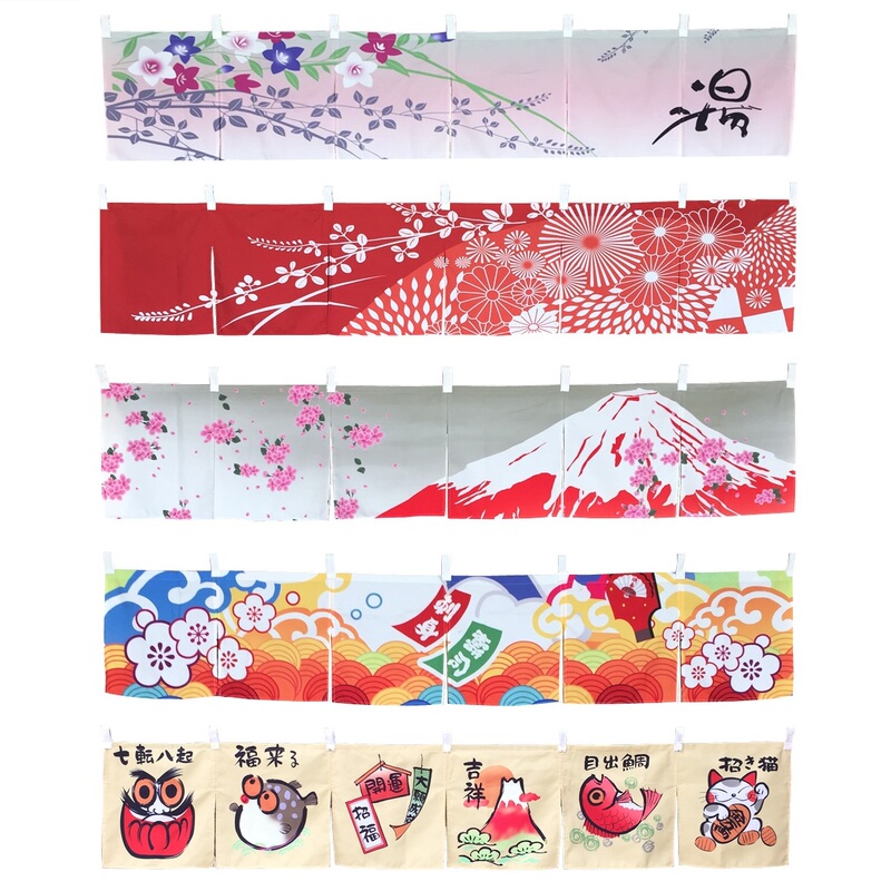 New Japanese Cuisine Mobile Stall Door Curtain Korean Decorative Cloth Curtain Hanging Curtain Half Curtain Horizontal Curtain (5 Styles)