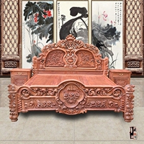Mahogany bed Burmese rosewood 1 8m rose carved bed European solid wood bed double bed high-end wedding bed