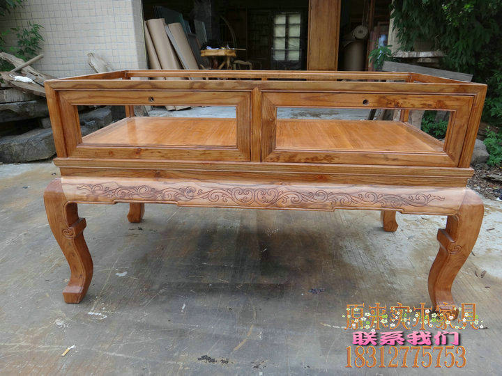 YL028 old elm wood jewelry cabinet solid wood watch treasure table glass display cabinet boutique showcase jade jewelry cabinet container