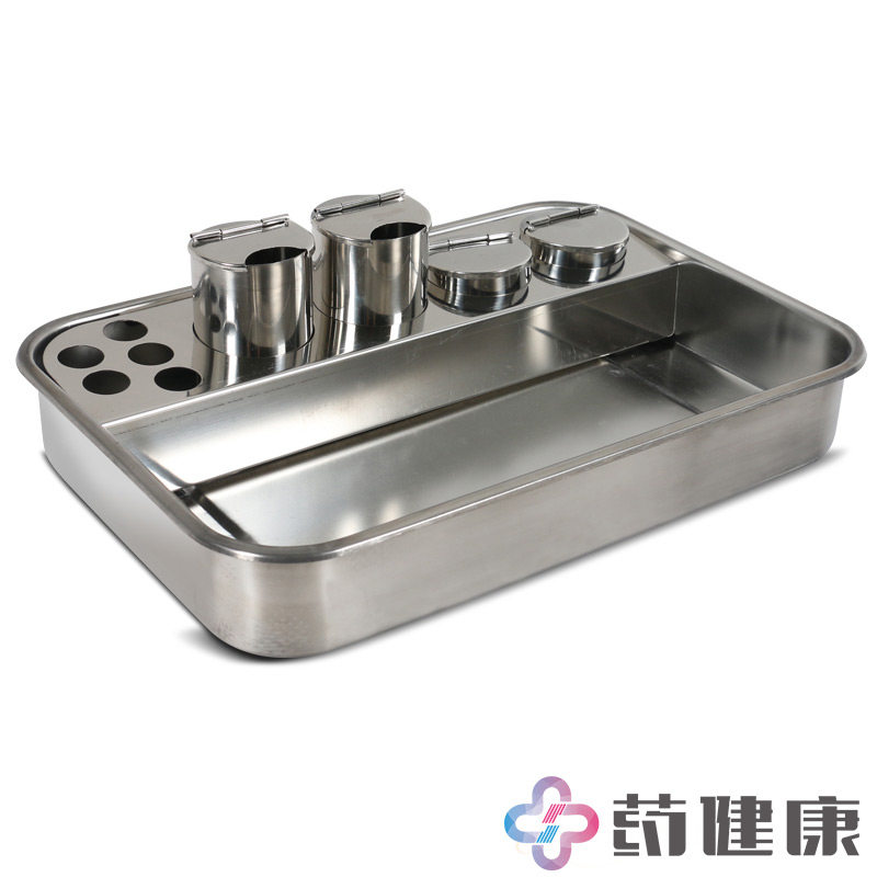 医用治疗盘 不锈钢医疗手术用器具 带镊子桶 消毒桶换药盘手术盘