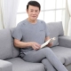Bộ đồ thể thao trung niên nam mùa hè quần ngắn tay mỏng phần cotton XL cha trung niên thể thao mùa hè - Thể thao sau