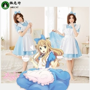 Cô giáo mèo Alice trong Wonderland COS quần áo cosplay hầu gái mặc màu xanh da trời hầu gái tải màu đỏ đen