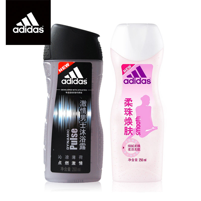 【天猫超市】阿迪达斯沐浴露套装男士激情250ml女士柔珠焕肤250ml