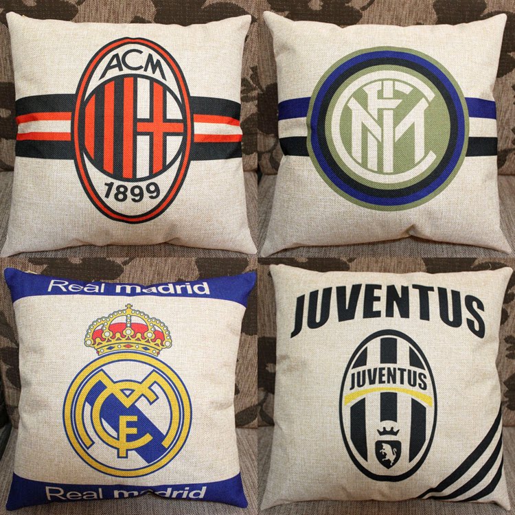 Football fan bedding Real Madrid Barcelona Juventus AC Milan car sofa cotton linen pillow pillow