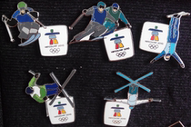 2010 Vancouver Winter Olympics Badge Skiing Technical Action Badge Single Lower Right Upper Left Sold Out